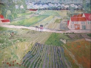 Landschaft mit Kutsche und Zügen von Vincent van Gogh
